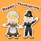 Cartoon pilgrim stickers for Thanksgiving