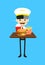 Cartoon Pilot Flight Attendant - Presenting Fast Foods