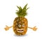 Cartoon pineapple. Objects over white.