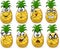 Cartoon pineapples with emotions,vector
