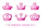 Cartoon pink crown de Princess, set icons. Cute vector illustration for girls