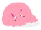 Cartoon Pink Hippo Front Facing Lying Down