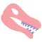 Cartoon pink skull  dinosaur skeleton. Isolated objects. Children&#s vector illustration. Drawn by hands. It can be used