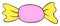 Cartoon pink-yellow candy icon. Bonbon clipart. Vector illustration