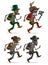 Cartoon pirate bandit and leprechaun skeletons set