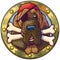 Cartoon Pirate Bloodhound Dog with Bones in Porthole