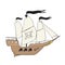 Cartoon pirate buccaneer filibuster corsair sea dog ship icon game