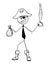 Cartoon of Pirate Businessman With Sabre and Bag of Gold