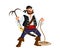 Cartoon pirate character with grappling hook