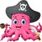 Cartoon pirate octopus