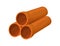 Cartoon plastic pipes. Orange drain pipe, pvc tubes for repair canalisation, sewer tube, building materials, cartoon