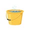 Cartoon plastic yellow bucket with water