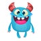 Cartoon pleased funny monster smiling. Halloween vector illustration of funny troll or gremlin.