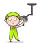 Cartoon Plumber Repairing Shower Vector Concept