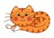 Cartoon plump kitty, vector illustration of red