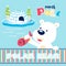 Cartoon of polar bear catching fish