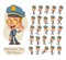 Cartoon police boy big set for animation