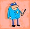 Cartoon police illustration, vector icon