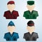 Cartoon police soldier military. uniforms