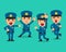 Cartoon policeman character poses set