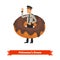 Cartoon policeman in the donut dream concept