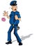 Cartoon policeman surpised by