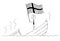 Cartoon of Politician Standing Depressed on Sinking Boat Waving the Flag of Kingdom of the Norway