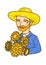 Cartoon portrait of Dutch artist Vincent Van Gogh in a straw hat 2