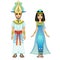 Cartoon portrait of Egyptian family in ancient clothes. Pharaoh, King, God.