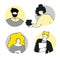 Cartoon portrait people avatars social for web design. Flat vector cartoon illustration.