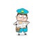 Cartoon Postboy Reading Newspaper Vector