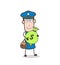 Cartoon Postman Holding a Cash Bag Vector Illustration