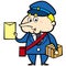 Cartoon Postman with Letter and Package