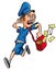 Cartoon postman running