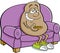 Cartoon potato sitting on a couch.