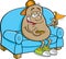 Cartoon potato sitting on a couch and holding a pennant.