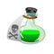 Cartoon potion bottle. Vial with green liquid