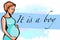 Cartoon pregnant  woman illustration drawing watercolors background