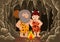 Cartoon prehistoric caveman couple with cave background