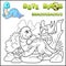 Cartoon prehistoric dinosaur brachiosaurus, coloring book, funny illustration