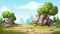 Cartoon Prehistoric Landscape Game Asset