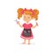 Cartoon preschool girl with apron and barber tools in hands. Hair stylist role play. Career day concept. Flat child