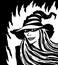 Cartoon pretty black witch. Vector illustration.