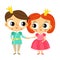 Cartoon prince and princess holding hands, cute vector character