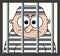 Cartoon prisoner behind bars