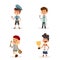 Cartoon profession kids children vector set illustration person childhood painter sportsman builder policeman doctor