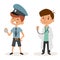 Cartoon profession kids children vector set illustration person childhood policeman doctor uniform worker character