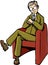 Cartoon psychiatrist sitting on his chair