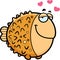 Cartoon Pufferfish in Love