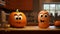 Cartoon Pumpkin Friends Talking In Pixar Style Kitchen Scene